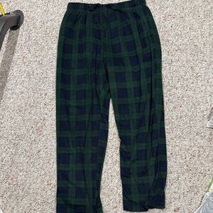 Nautica Men’s Fleece Pajama Pants | Large | Green Navy Plaid Lounge Pants